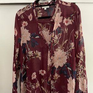 Lucky Brand - Blouse- Burgundy Floral - Large